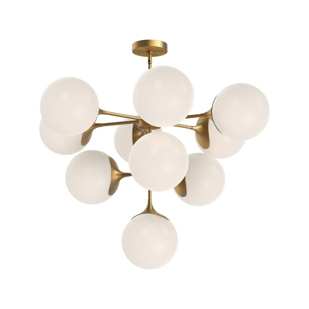 ALORA MOOD Lighting CH505335AGOP Chandelier, 10 Lights, Aged Gold/Opal Matte Glass