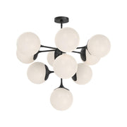 ALORA MOOD Lighting CH505335MBOP 35-in Chandelier, 10 Lights, Art Nouveau, Matte Black/Opal Matte Glass