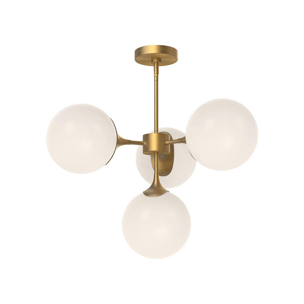 ALORA MOOD Lighting CH505426AGOP Nouveau 26-in Chandeliers, 4 Lights, Aged Gold/Opal Matte Glass