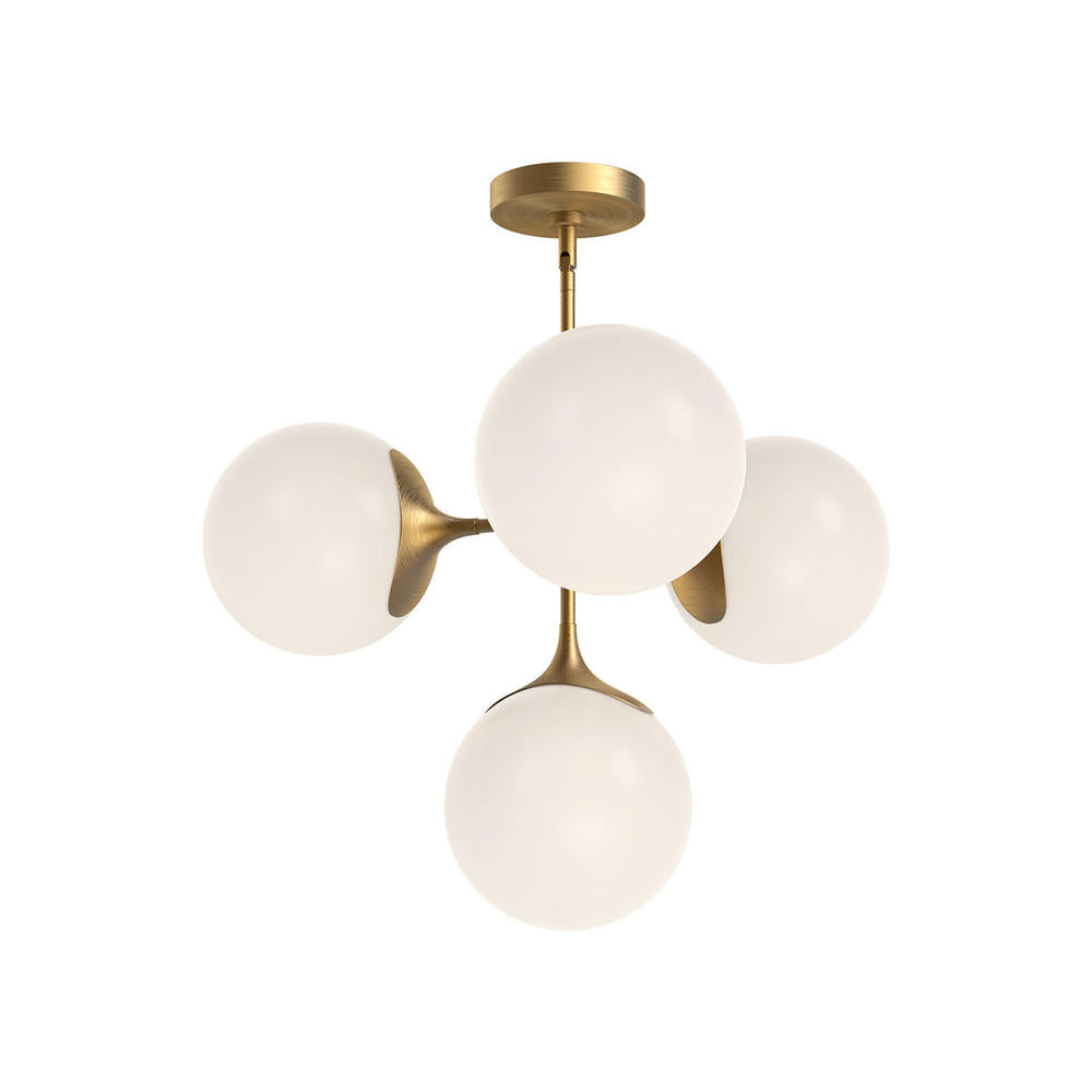 ALORA MOOD Lighting CH505426AGOP Nouveau 26-in Chandeliers, 4 Lights, Aged Gold/Opal Matte Glass