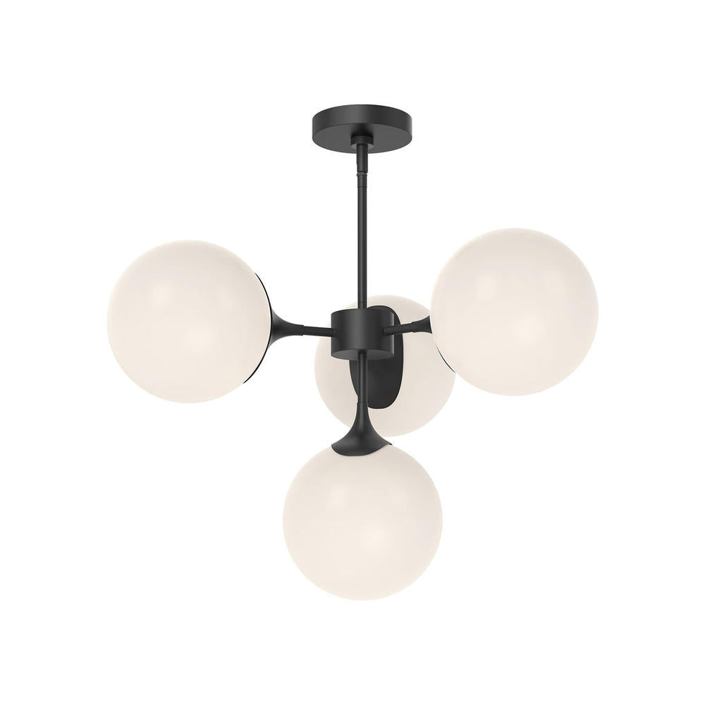ALORA MOOD Lighting CH505426MBOP Chandeliers, Matte Black/Opal Matte Glass