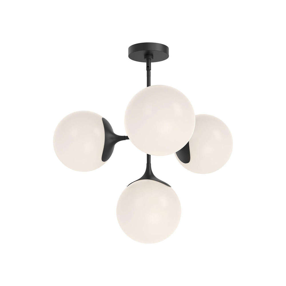 ALORA MOOD Lighting CH505426MBOP Chandeliers, Matte Black/Opal Matte Glass