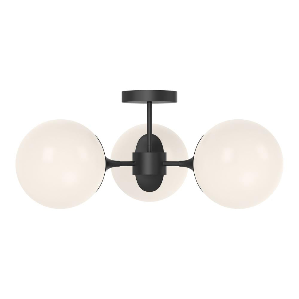 Alora Mood Lighting SF505326MBOP Semi-Flush Mount, 120W Watt, Matte Black/Opal Matte Glass