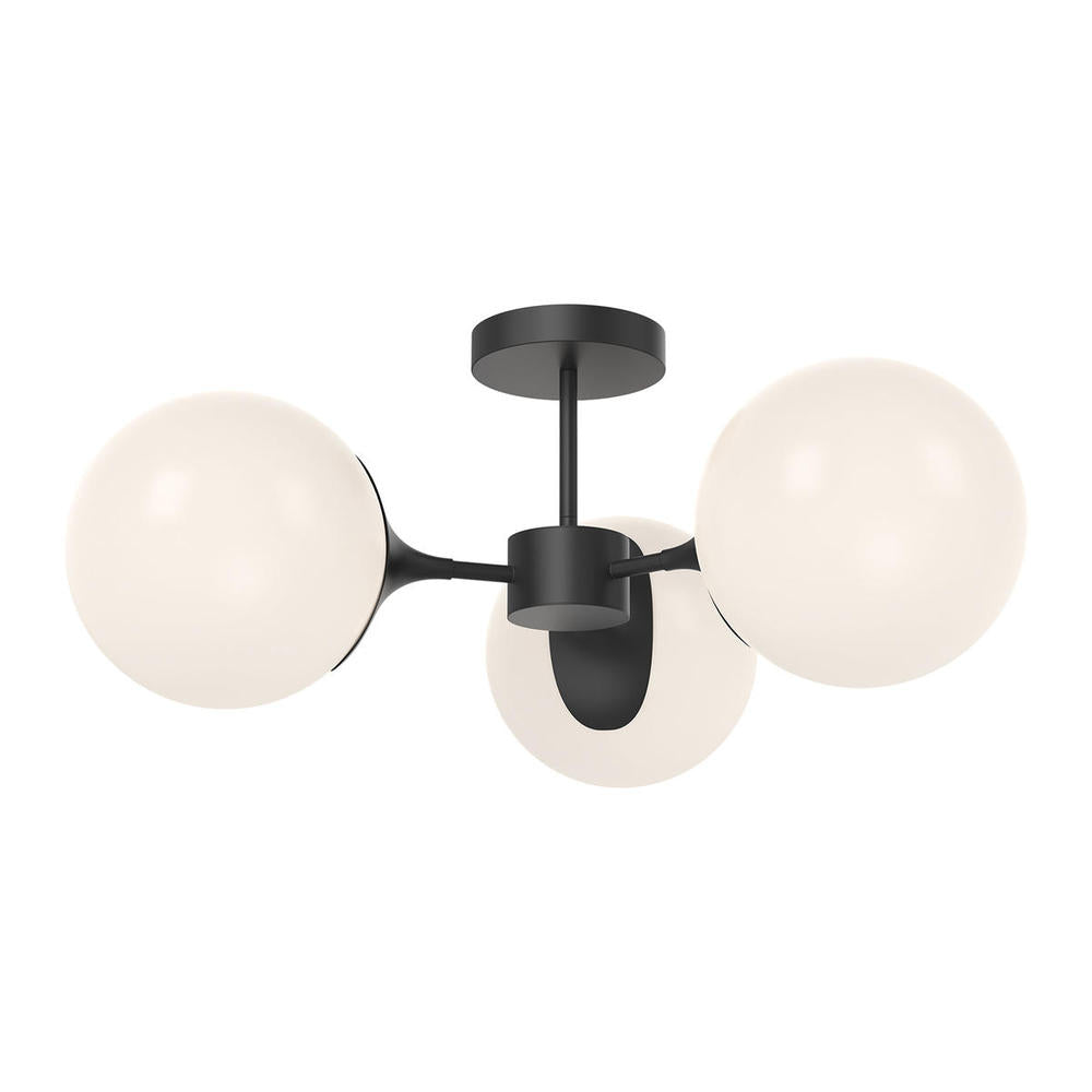 Alora Mood Lighting SF505326MBOP Semi-Flush Mount, 120W Watt, Matte Black/Opal Matte Glass