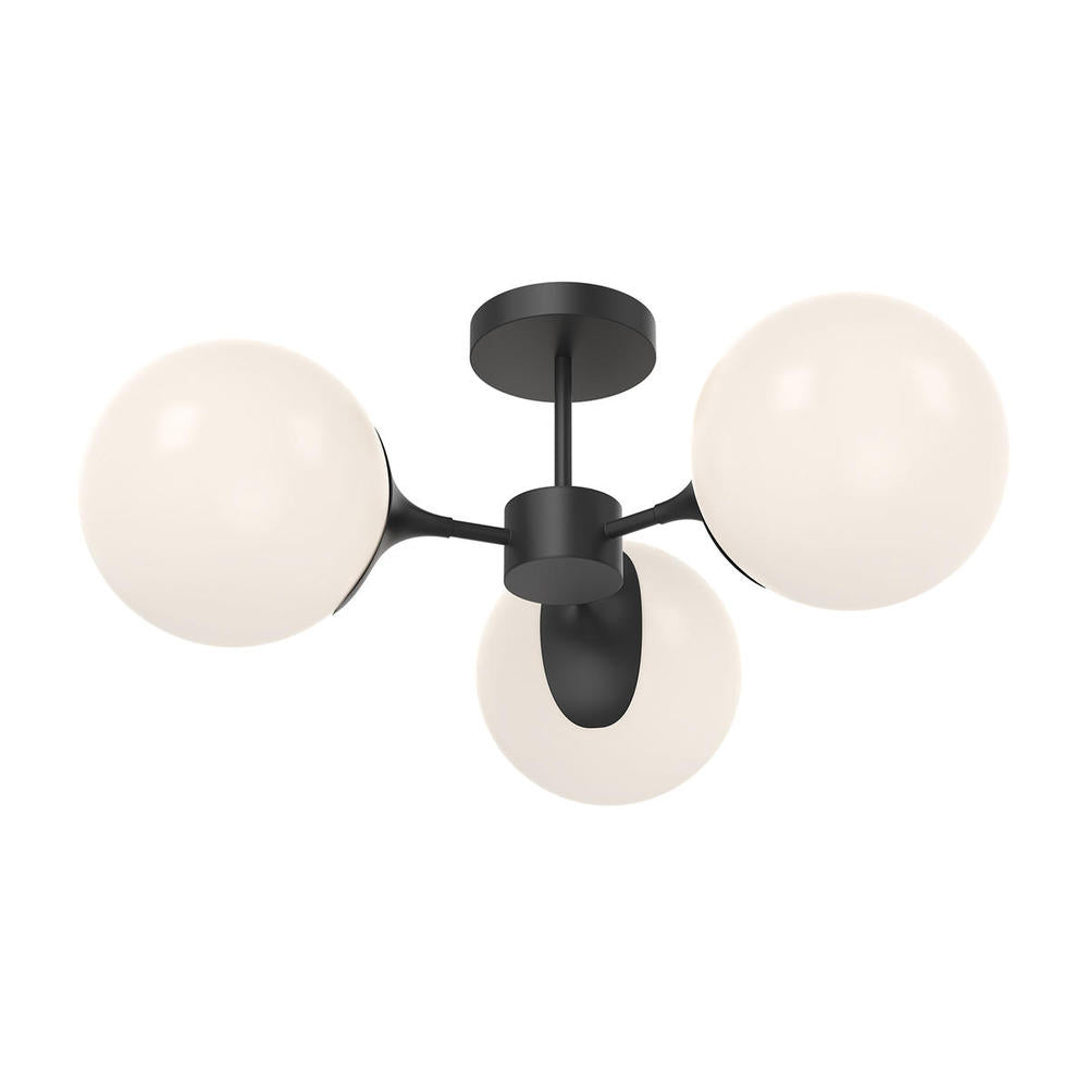 Alora Mood Lighting SF505326MBOP Semi-Flush Mount, 120W Watt, Matte Black/Opal Matte Glass