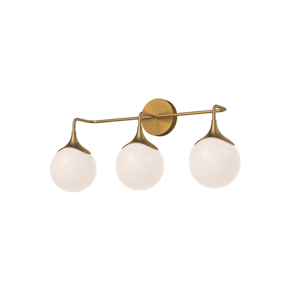 ALORA MOOD Lighting VL505125AGOP Nouveau Vanity Light Fixture, 3 Lights, Aged Gold