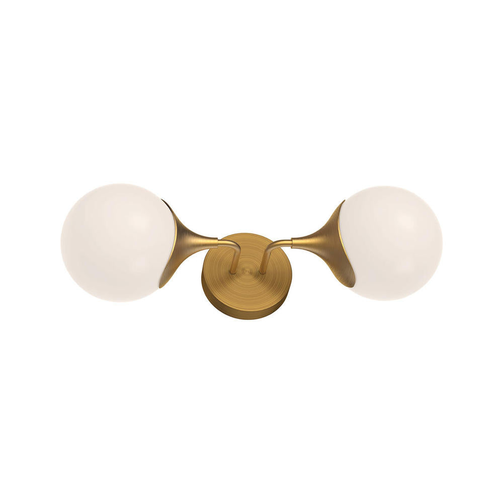 ALORA MOOD Lighting WV505219AGOP Wall/Vanity Light Fixture, UL Damp Rated, Aged Gold/Opal Matte Glass
