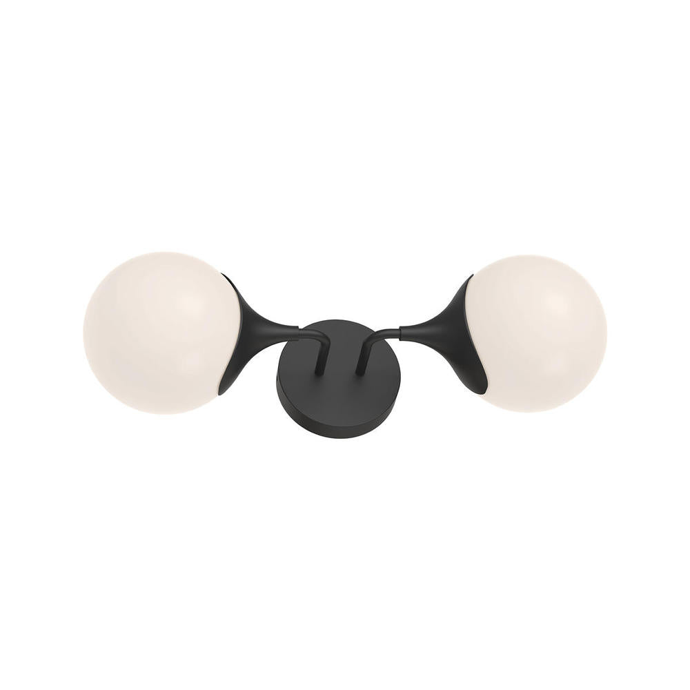 ALORA MOOD Lighting WV505219MBOP Nouveau 19-in Wall/Vanity Light Fixture, UL Damp Rated, Matte Black/Opal Matte Glass