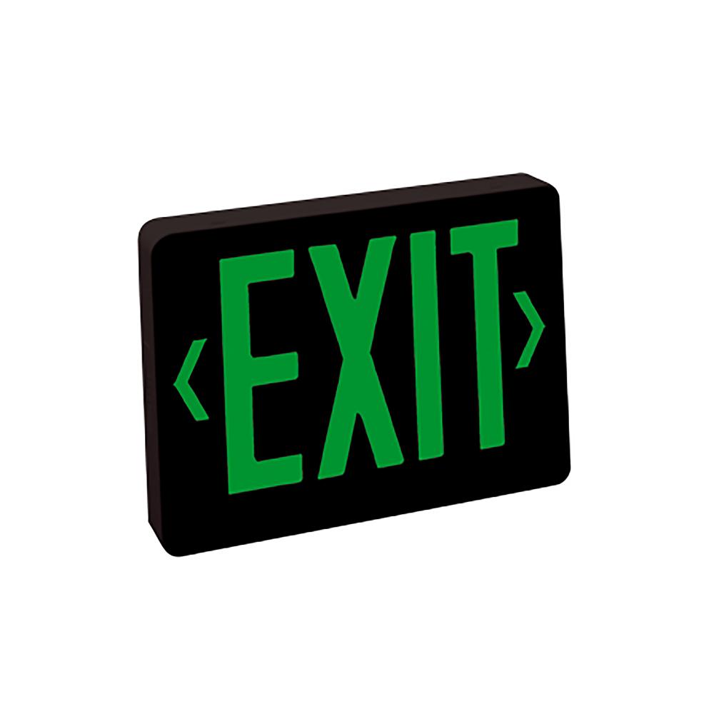 Nora Lighting NX-603-LED/BG Thermoplastic LED Exit Sign, Battery Backup, Green Letters Black Housing, Battery Backup