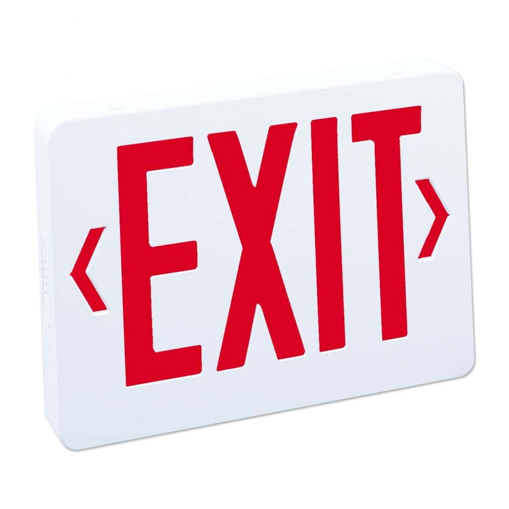 Nora Lighting NX-603-LED/R Thermoplastic LED Exit Sign, Battery Backup, Red Letters White Housing, Battery Backup