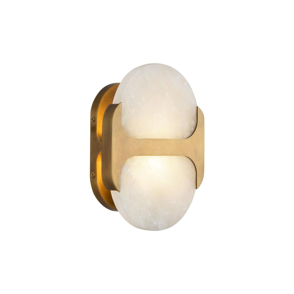 ALORA Lighting WV357109VBAR Vanity Wall Light Fixture, UL Damp Rated, Vintage Brass/Alabaster