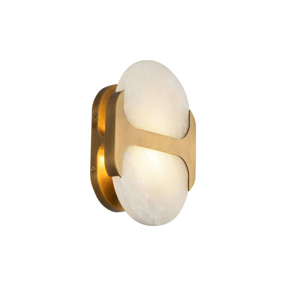 ALORA Lighting WV357109VBAR Vanity Wall Light Fixture, UL Damp Rated, Vintage Brass/Alabaster