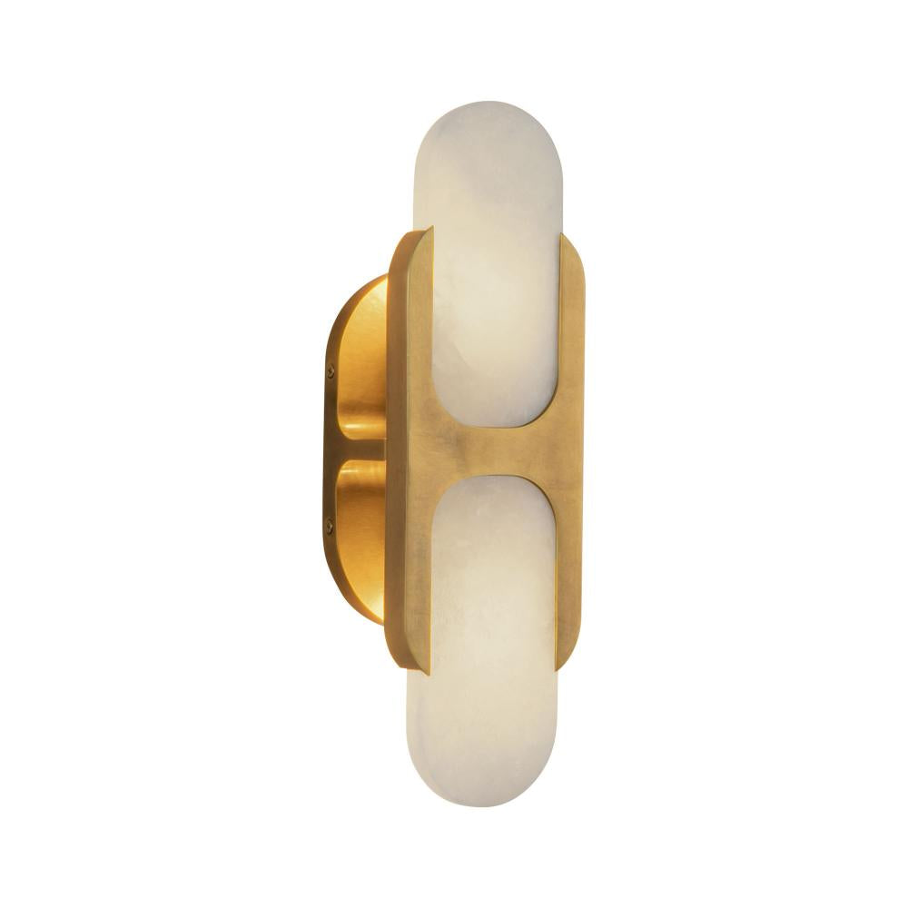 ALORA Lighting WV357214VBAR Vanity Light Fixture, UL Damp Rated, Vintage Brass/Alabaster