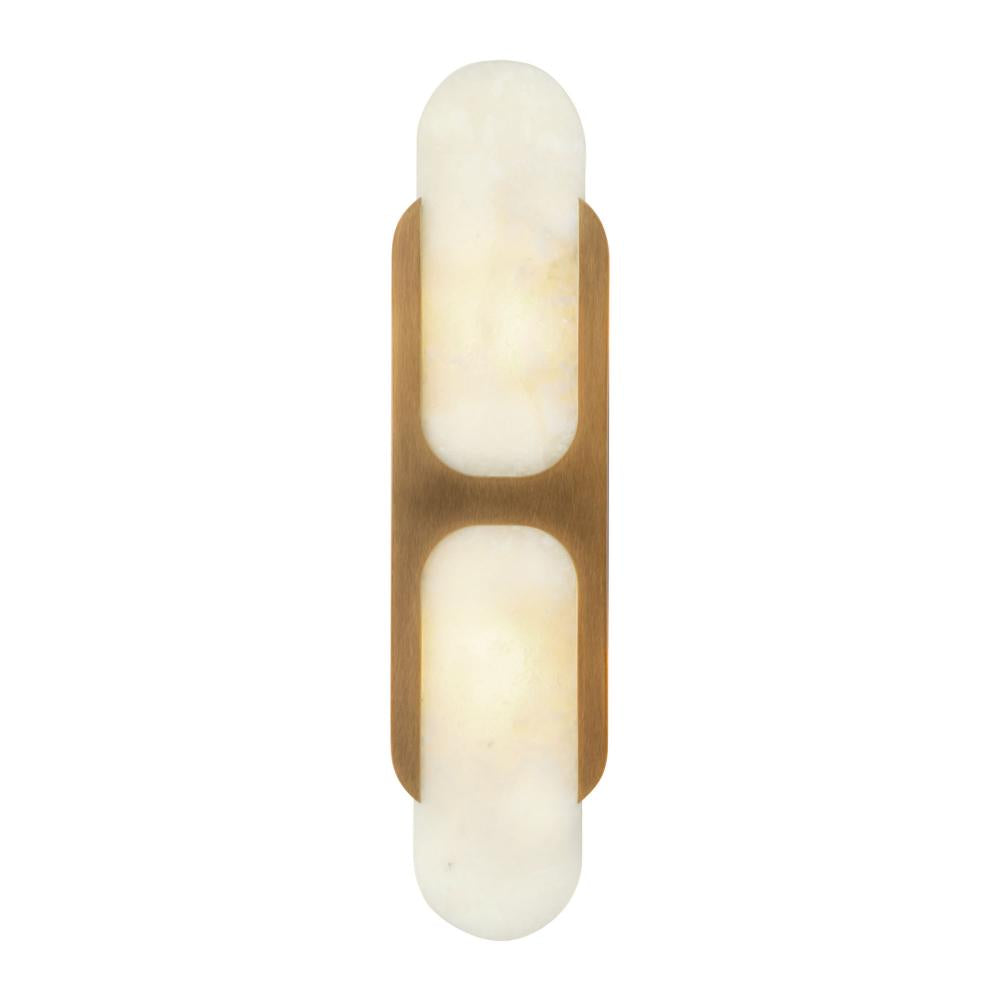 ALORA Lighting Odin WV357217VBAR Wall Vanity Light Fixture, UL Damp Rated, Vintage Brass/Alabaster