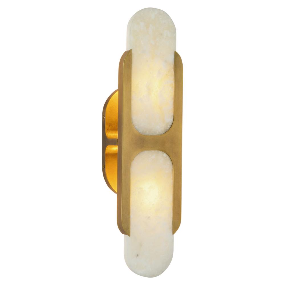 ALORA Lighting Odin WV357217VBAR Wall Vanity Light Fixture, UL Damp Rated, Vintage Brass/Alabaster
