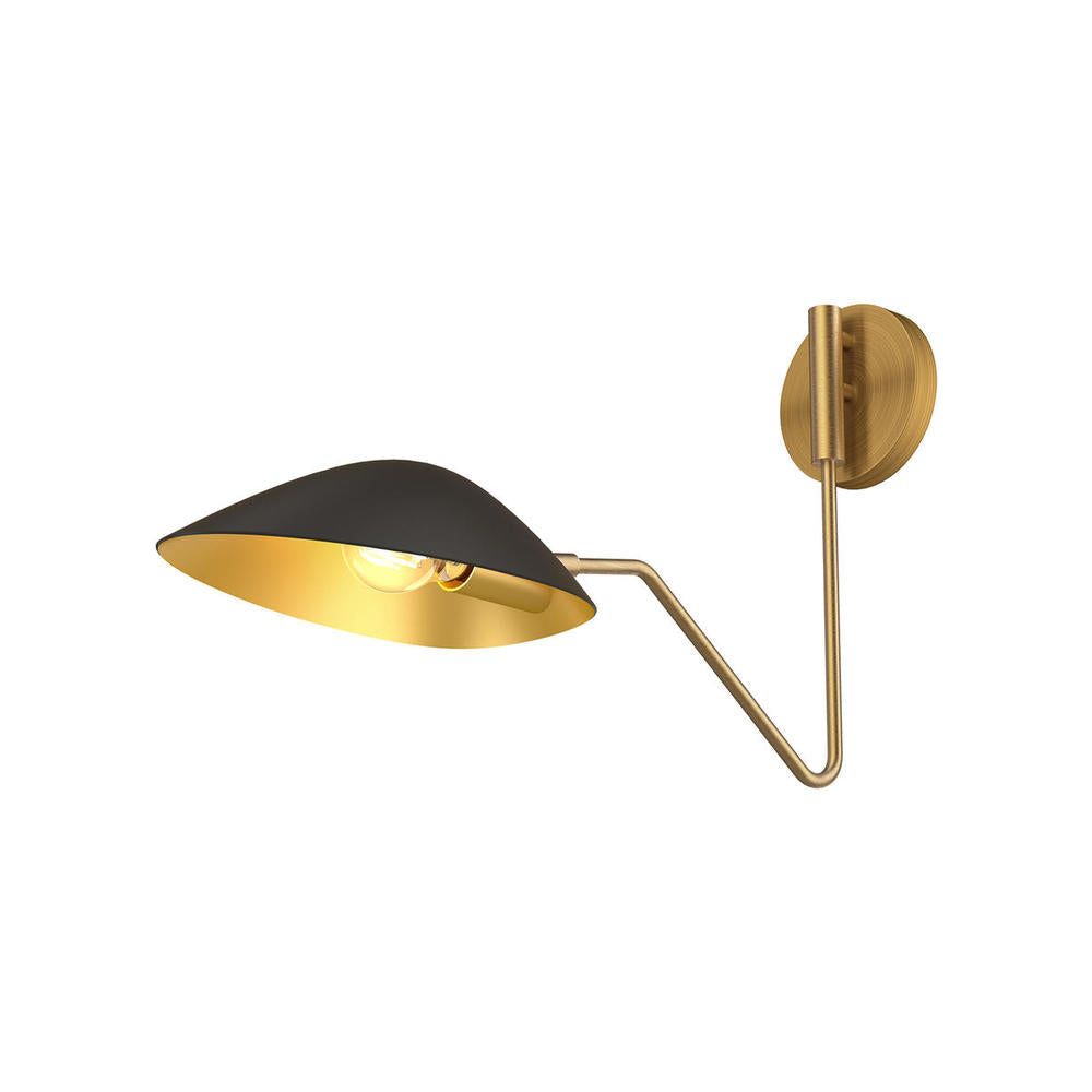 ALORA MOOD Lighting WV550006MBAG Oscar 6-in Wall/Vanity Light Fixture, UL Damp Rated, Aged Gold/Matte Black
