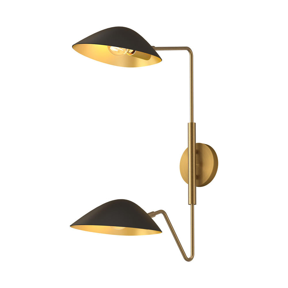 ALORA MOOD Lighting WV550224MBAG Oscar 6-in Wall/Vanity Lights, Aged Gold/Matte Black