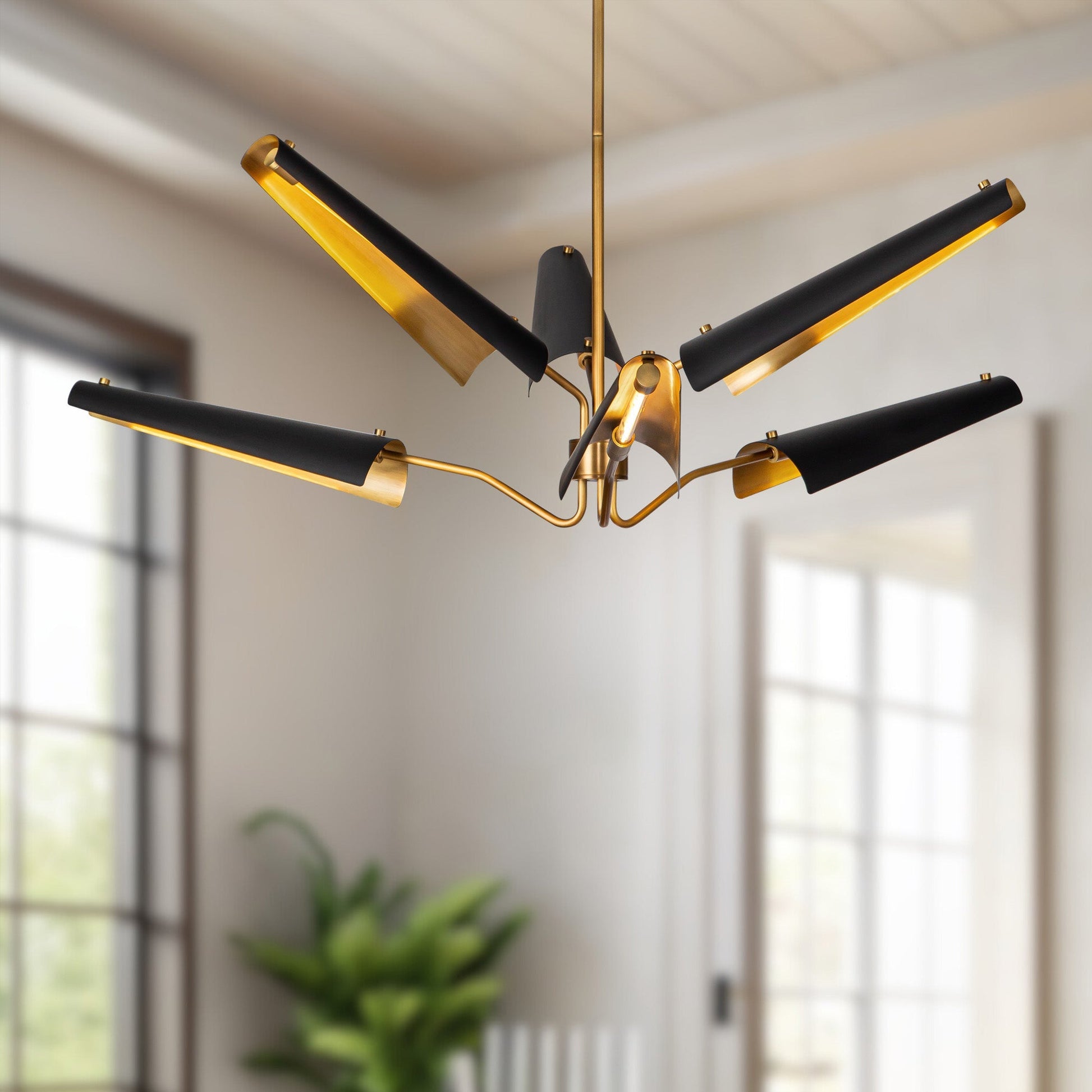 ALORA Lighting CH347646MBVB-UNV LED Chandelier, 46-in, Matte Black/Vintage Brass