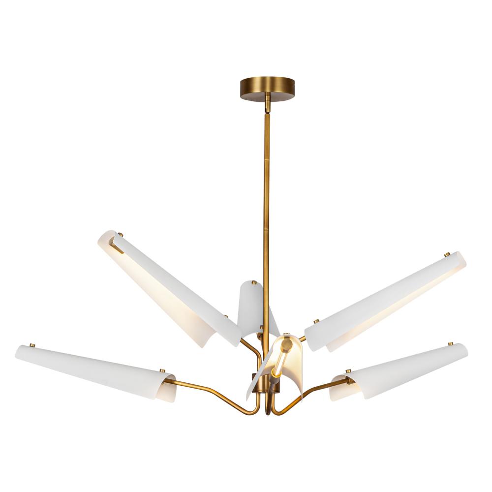 ALORA Lighting CH347646MWVB Osorio 46-in LED Chandelier, UL Damp Rated, Matte White/Vintage Brass