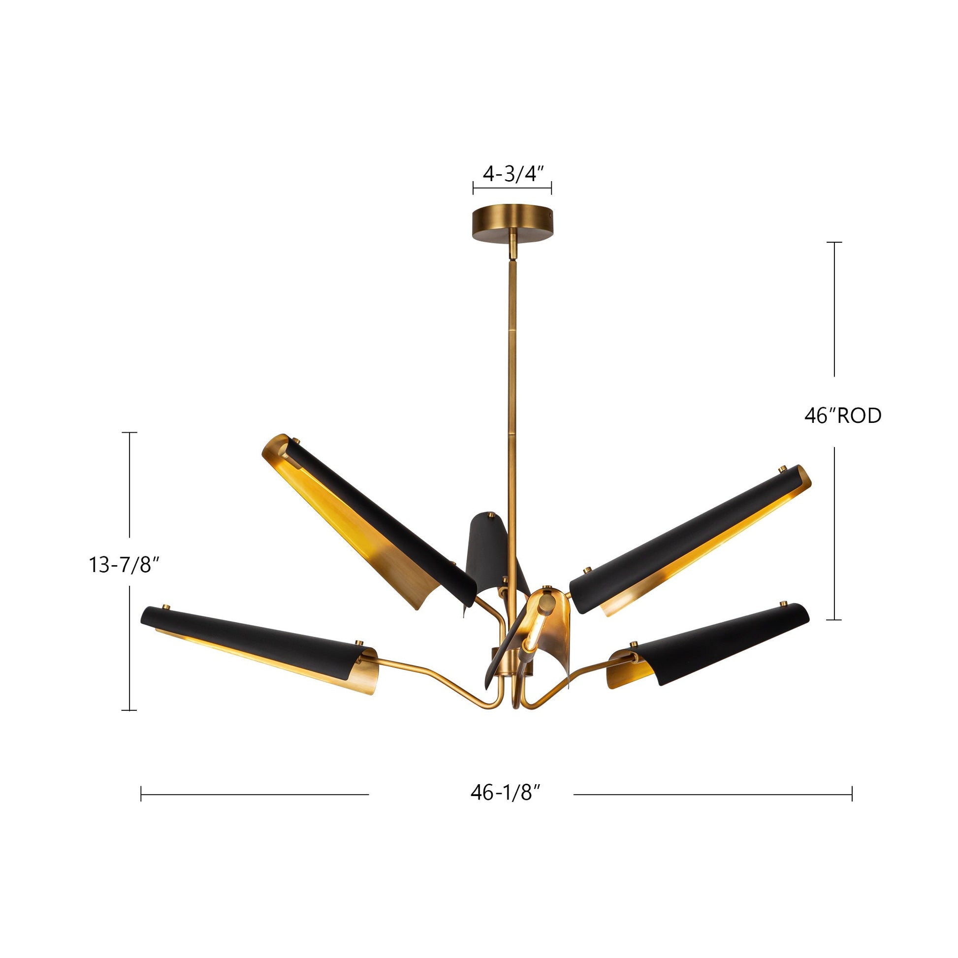 ALORA Lighting CH347646MBVB-UNV LED Chandelier, 46-in, Matte Black/Vintage Brass
