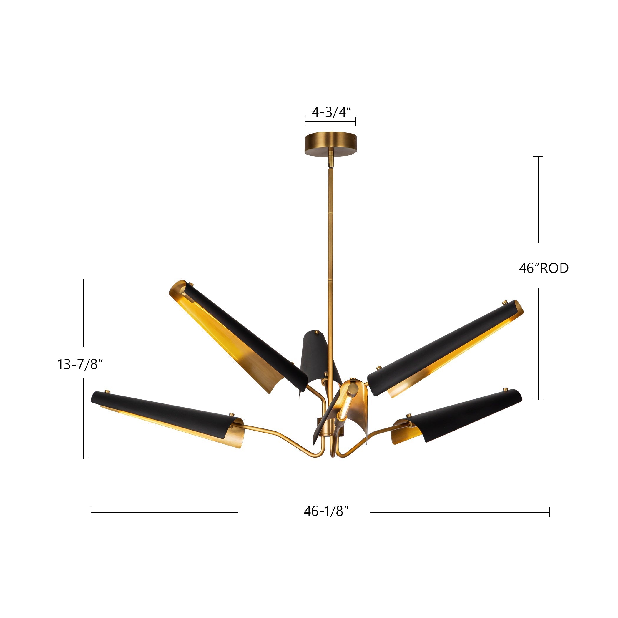 ALORA Lighting CH347646MBVB-UNV LED Chandelier, 46-in, Matte Black/Vintage Brass