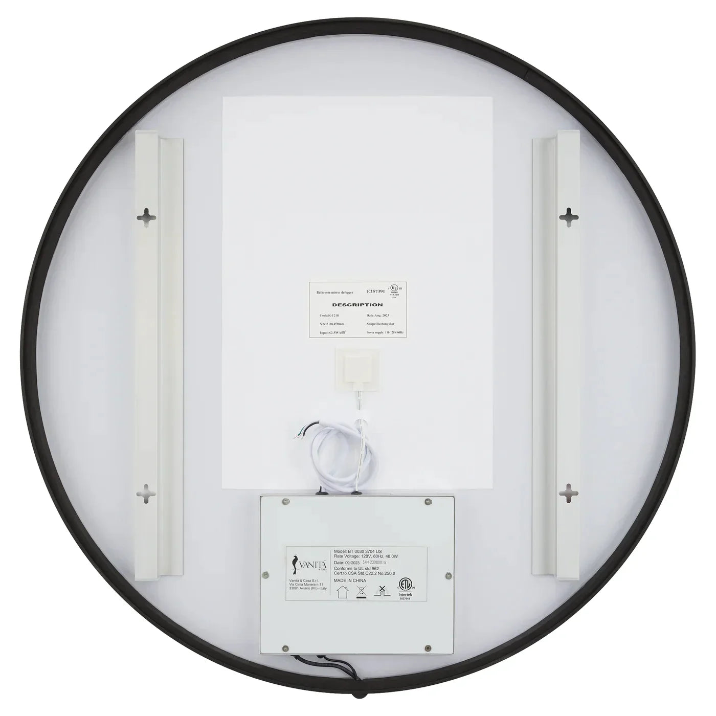 Oxygen AVIOR 3-0201-15 Round Lighted LED Mirror 30 Inch - Black