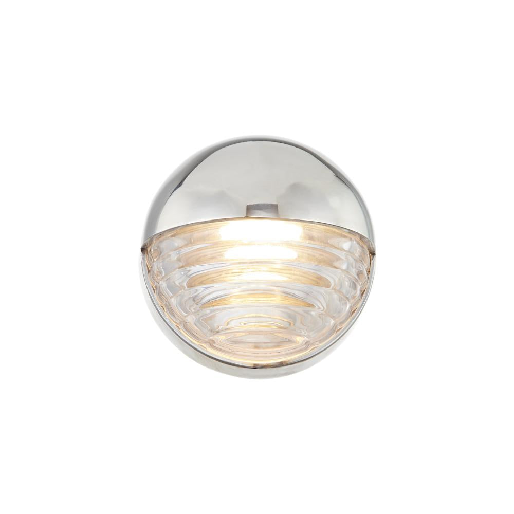 ALORA Lighting Palais WV330106PNCR Wall/Vanity Light Fixture, UL Damp Rated, Polished Nickel/Ribbed Glass