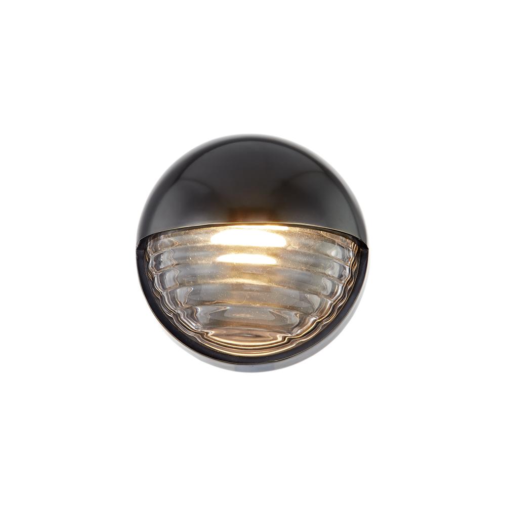 ALORA Lighting WV330106UBCR Palais 6-in Ribbed Glass LED Wall/Vanity Light Fixture, UL Damp Rated, Urban Bronze