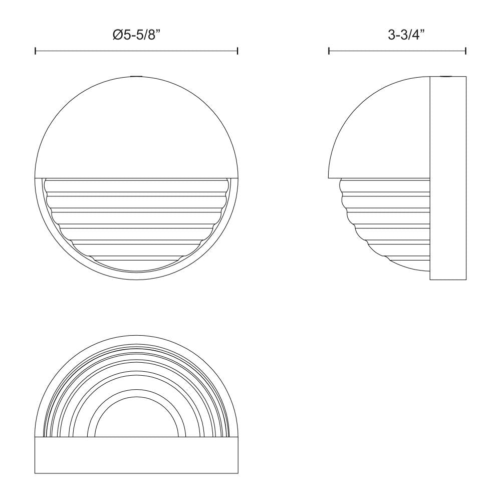ALORA Lighting WV330106UBCR Palais 6-in Ribbed Glass LED Wall/Vanity Light Fixture, UL Damp Rated, Urban Bronze