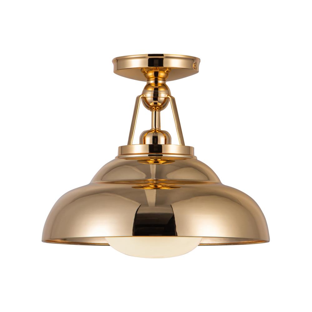 ALORA Lighting SF344012PBGO Semi Flush Mount, 1 Light, Polished Brass/Glossy Opal