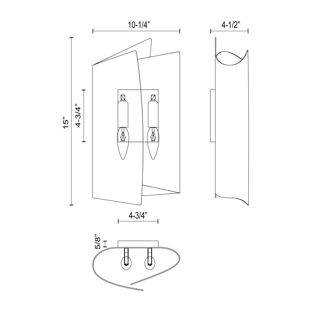 ALORA Lighting WV319202UBLB Parducci 2 Lights Wall/Vanity Light Fixture, UL Damp Rated, Light Brass/Urban Bronze