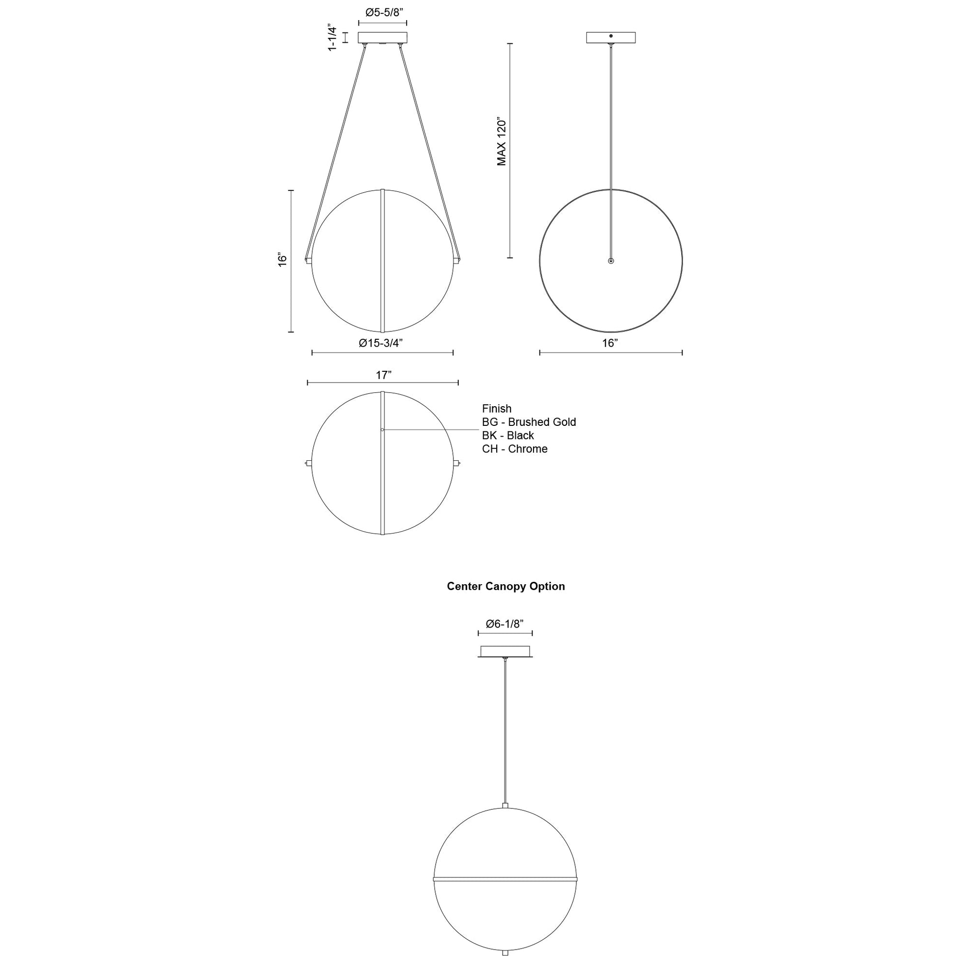 Kuzco Aries PD76716-BG-UNV Pendant, 21W Watt, Adjustable Lengths, Brushed Gold