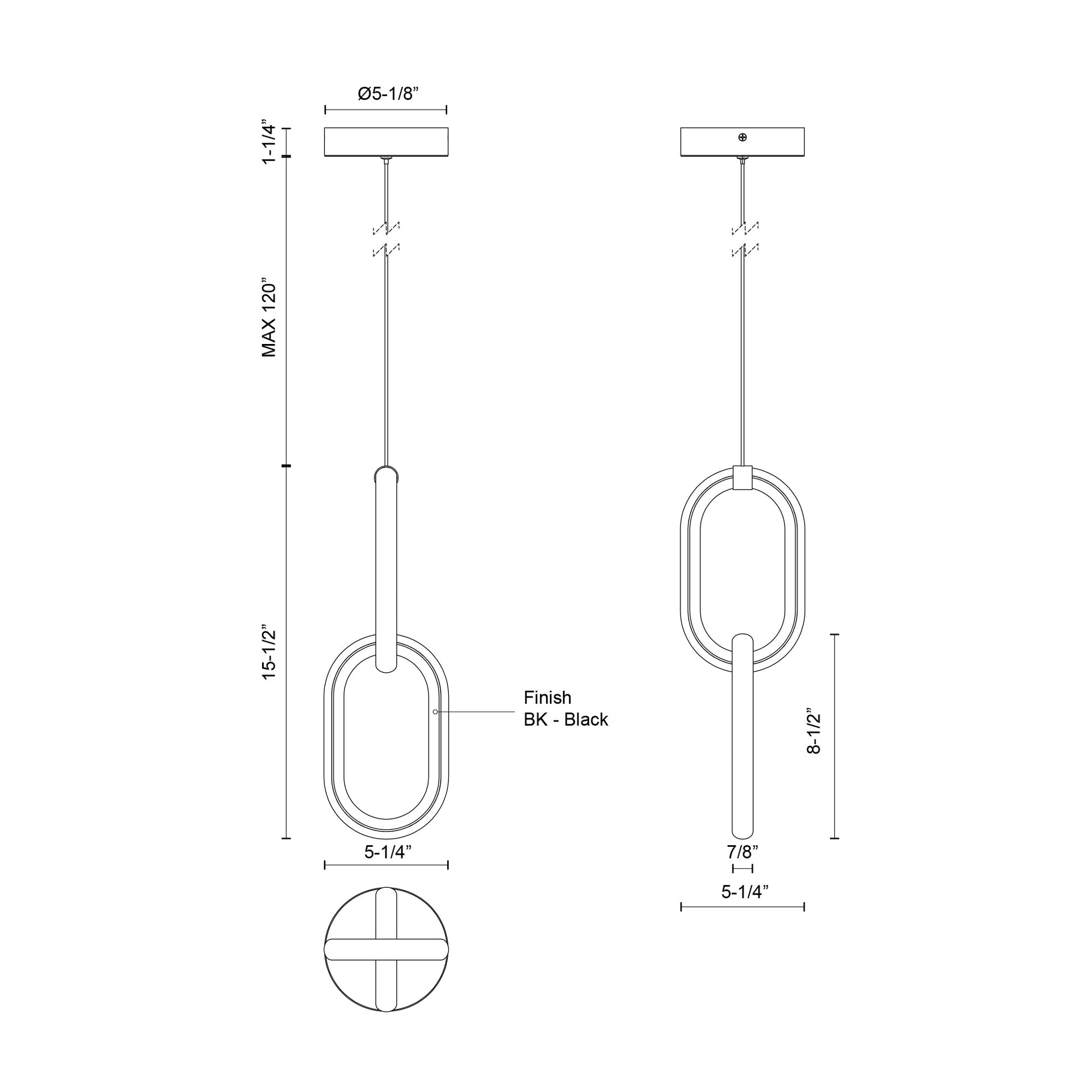 Kuzco Airen PD92615-BK-UNV Pendant, 15-in, LED, Black