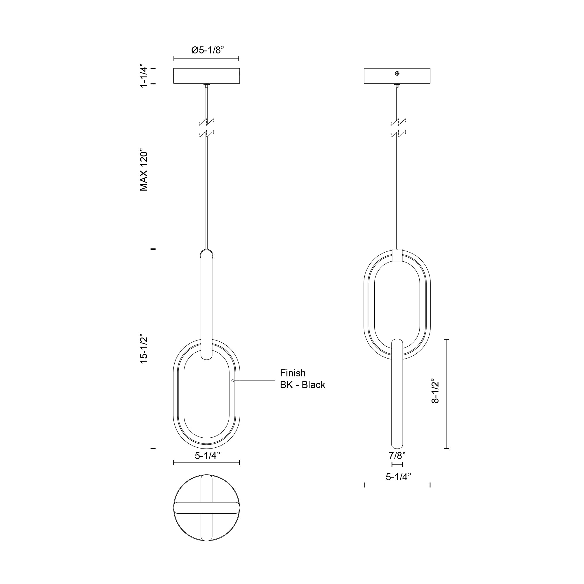 Kuzco Airen PD92615-BK-UNV Pendant, 15-in, LED, Black