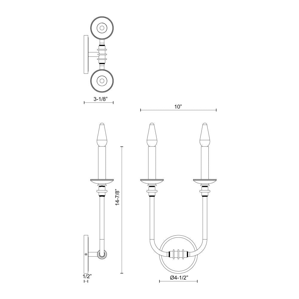 ALORA Lighting WV351502VB Peabody 2 Lights Wall/Vanity Light Fixture, Vintage Brass