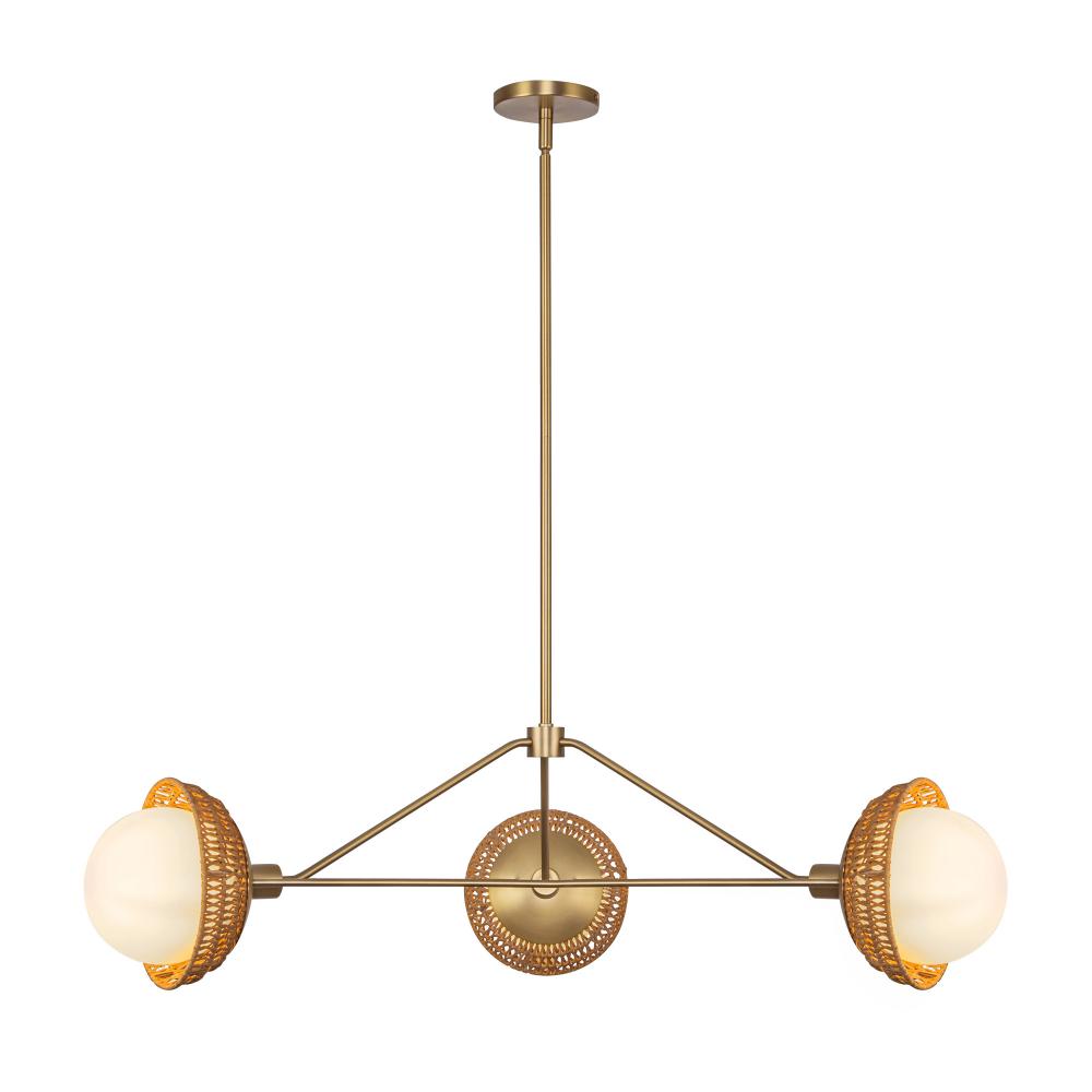 ALORA MOOD Lighting CH490340BGOP Chandelier, 3 Lights, Brushed Gold/Opal Glass