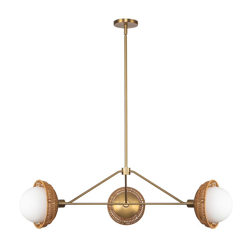 ALORA MOOD Lighting CH490340BGOP Chandelier, 3 Lights, Brushed Gold/Opal Glass