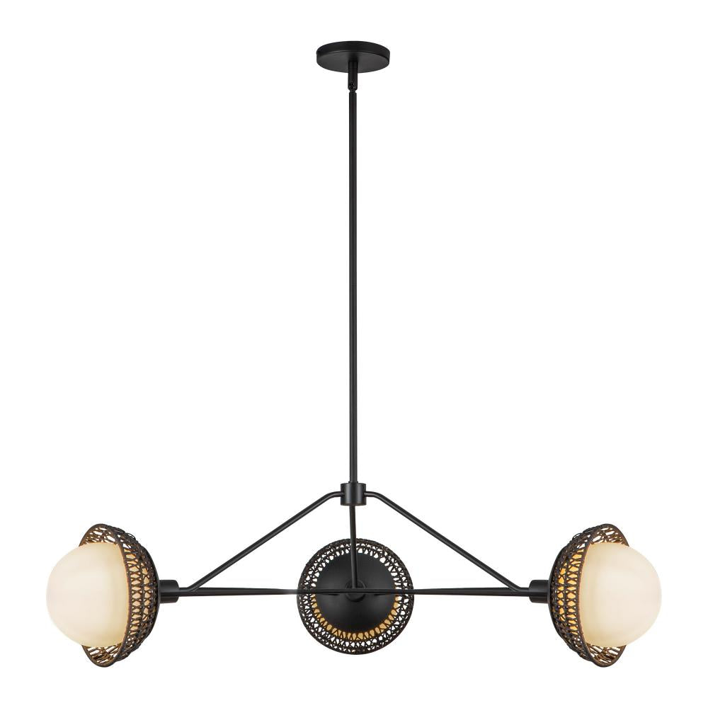 ALORA MOOD Lighting CH490340MBOP Chandelier, Indoor/Outdoor, Matte Black/Opal Glass