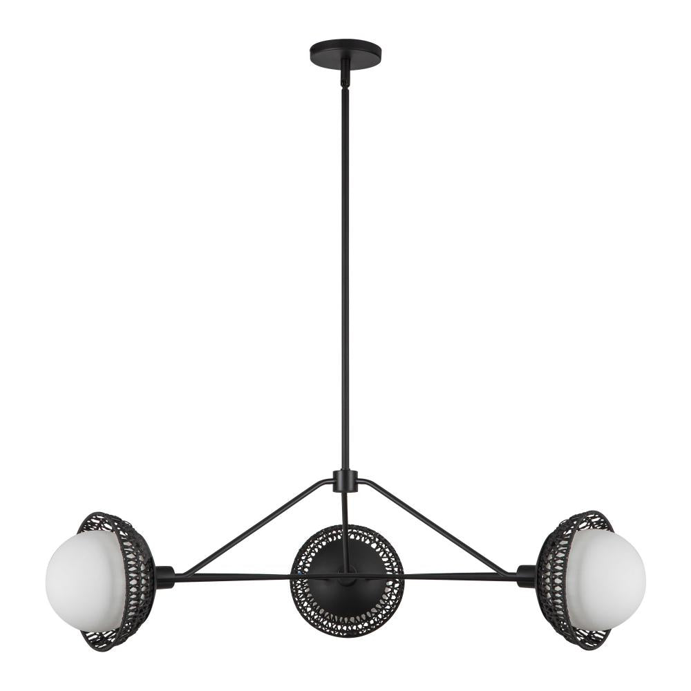 ALORA MOOD Lighting CH490340MBOP Chandelier, Indoor/Outdoor, Matte Black/Opal Glass