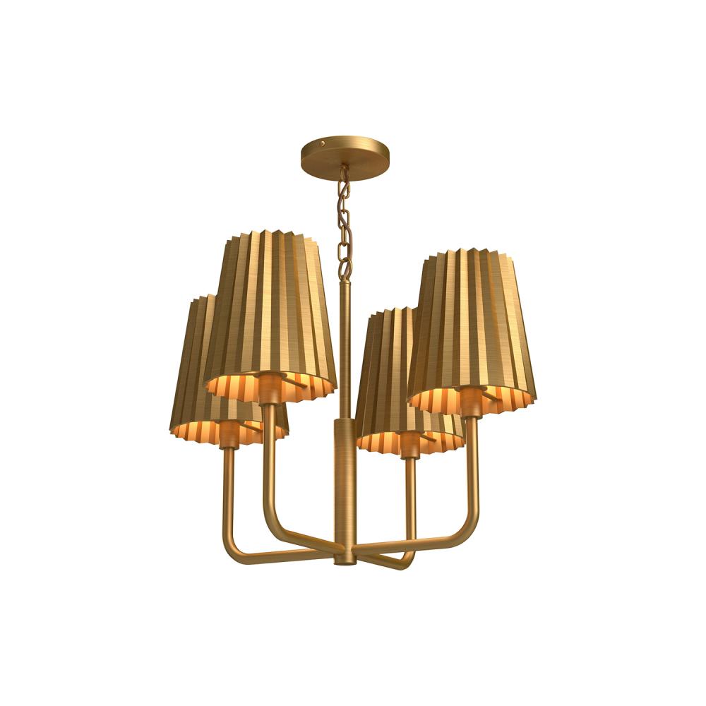 ALORA MOOD Lighting CH528423AG Plisse 23-in Chandelier, UL Listed, Aged Gold