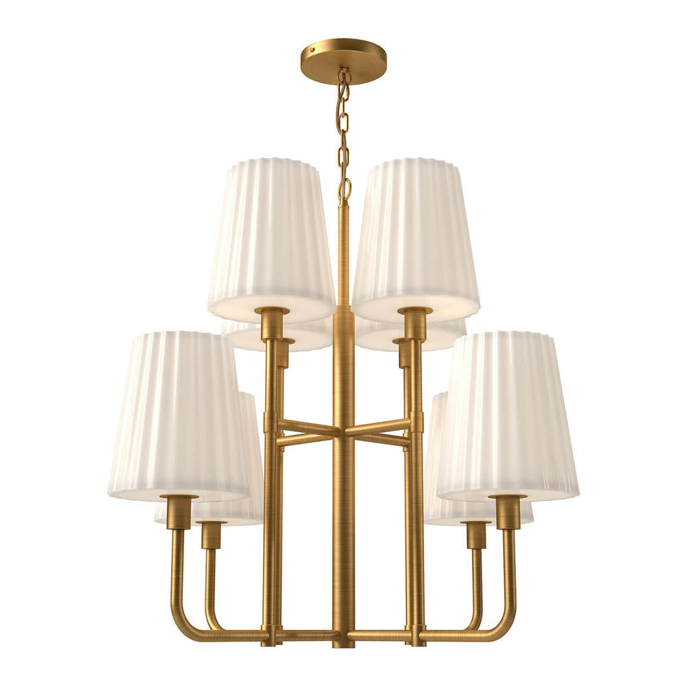 ALORA MOOD Lighting CH628830AGOP Chandeliers, Aged Gold/Opal Matte Glass