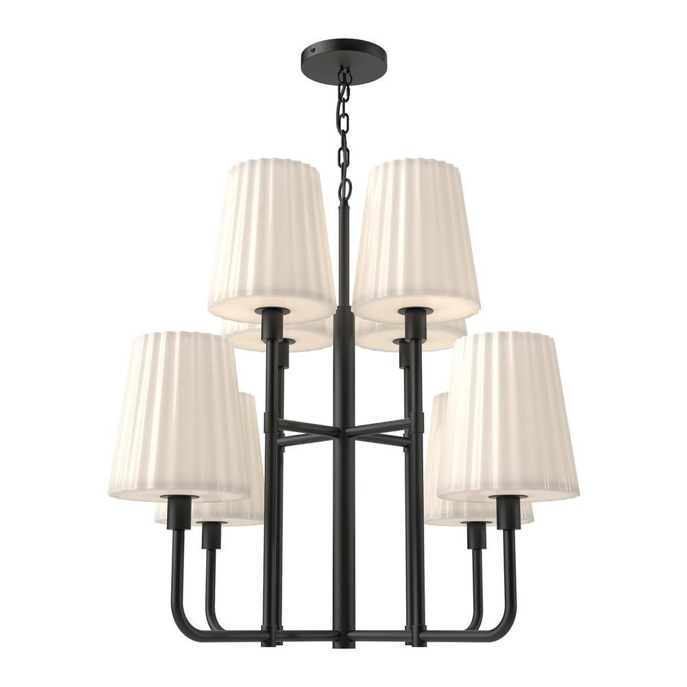 ALORA MOOD Lighting CH628830MBOP 8 Lights Chandelier, Matte Black/Opal Matte Glass