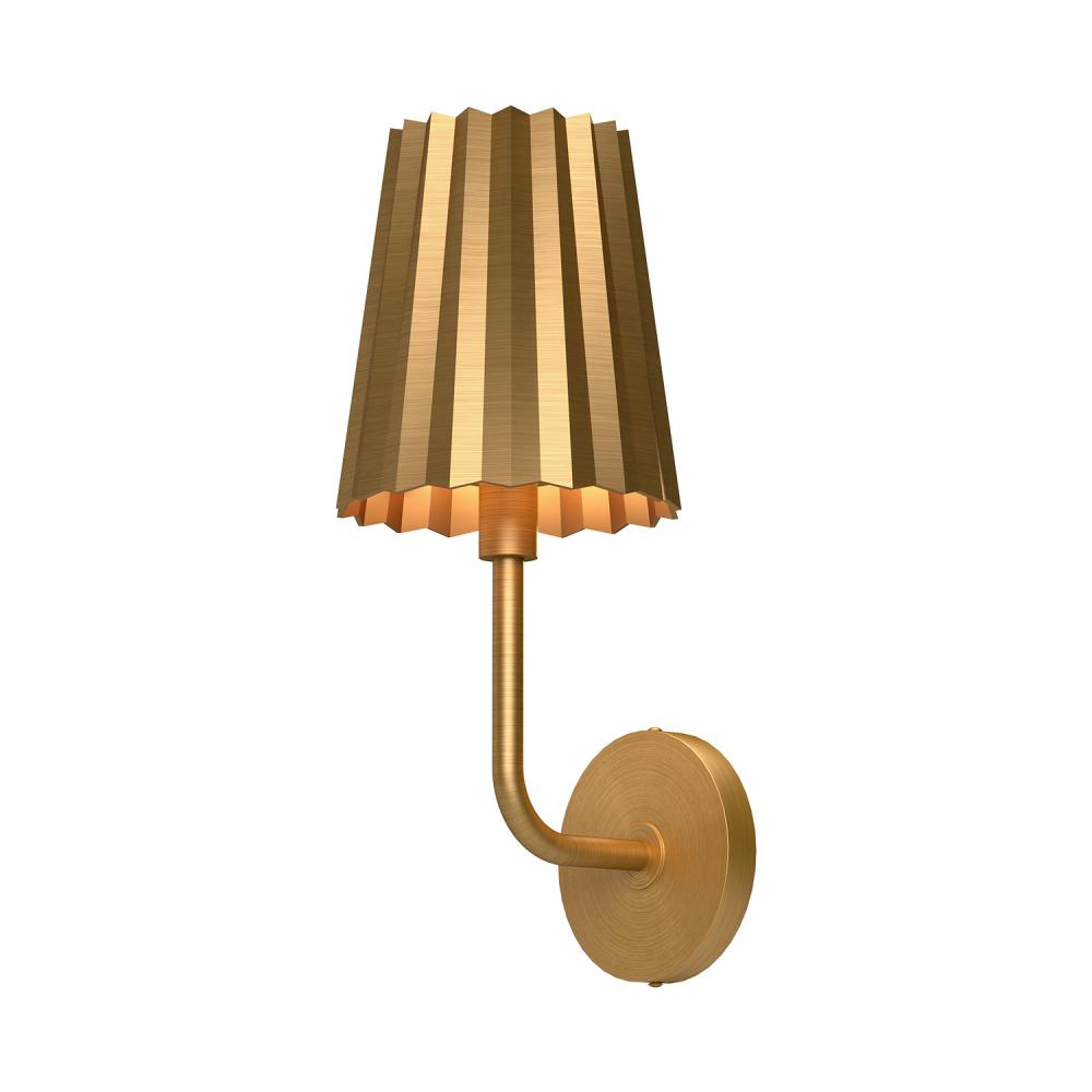 ALORA MOOD Lighting Plisse 7-in WV528007AG Wall/Vanity Light Fixture, UL Damp Rated, Aged Gold