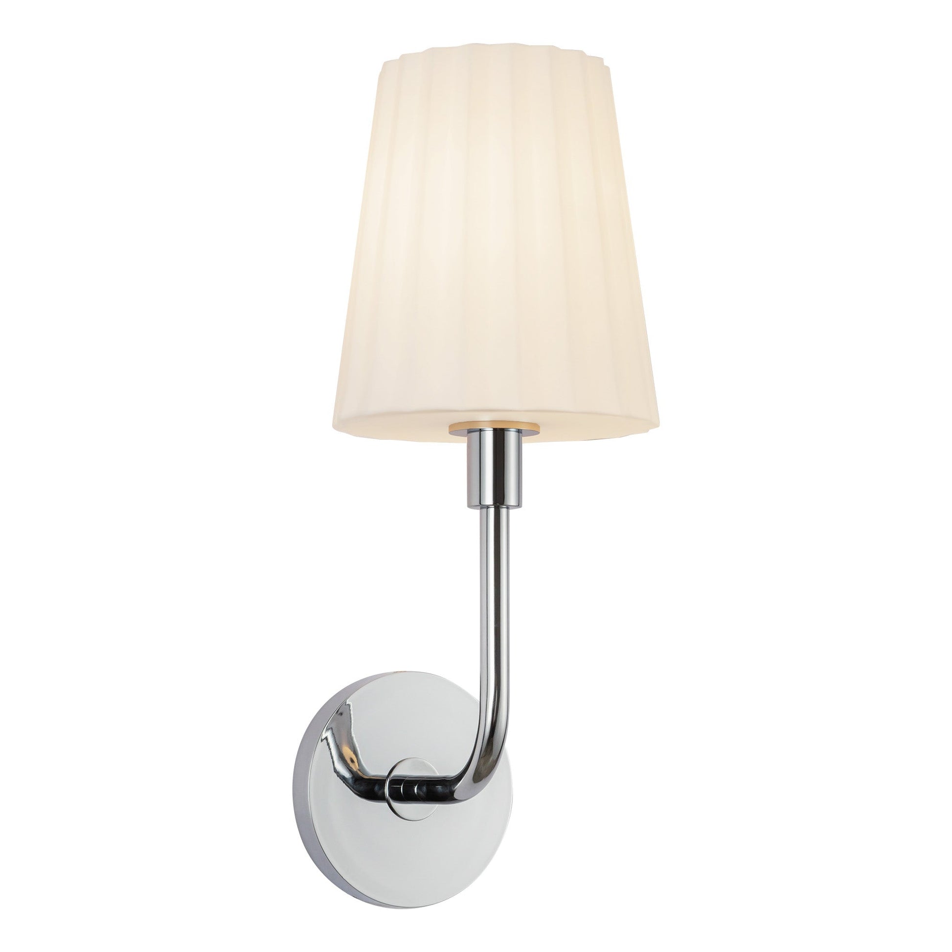ALORA MOOD Lighting Plisse 7-in Chrome/Opal Matte Glass 1 Light Wall/Vanity Light Fixture, UL Damp Rated, Chrome/Opal Matte Glass