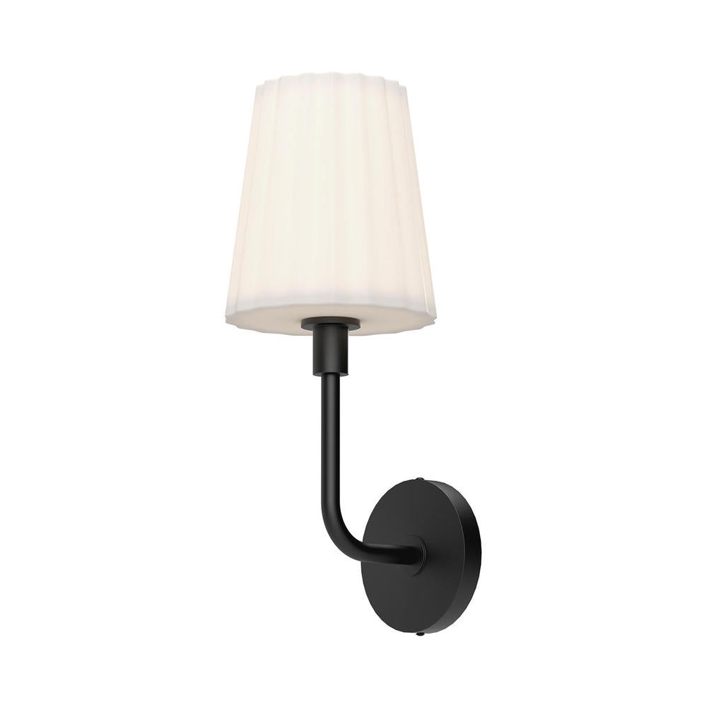 Alora Mood Plisse WV628107MBOP Wall/Vanity Light Fixture, UL Damp Rated, Matte Black/Opal Matte Glass