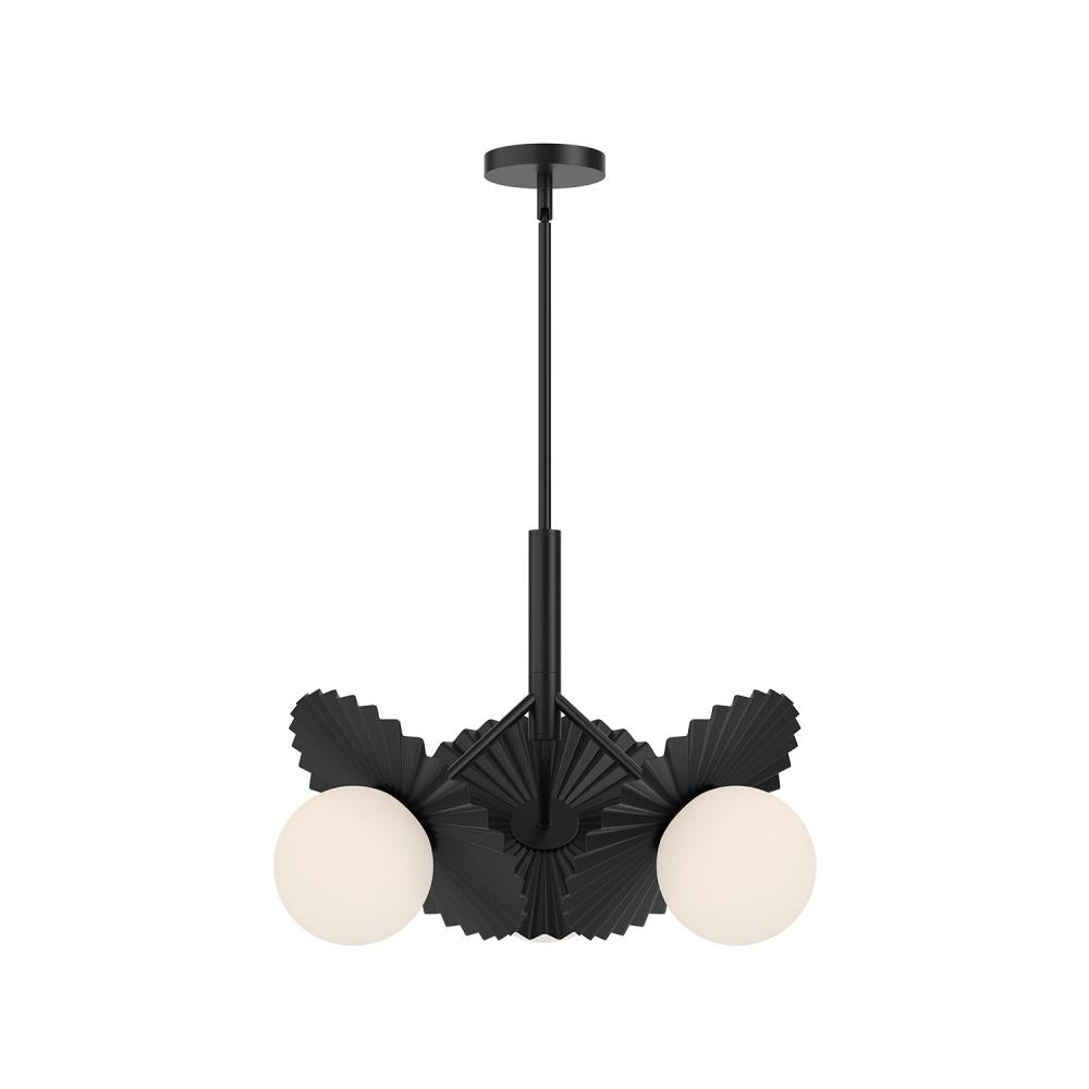 ALORA MOOD Lighting CH501322MBOP Chandeliers, 21-in Matte Black/Opal Glass