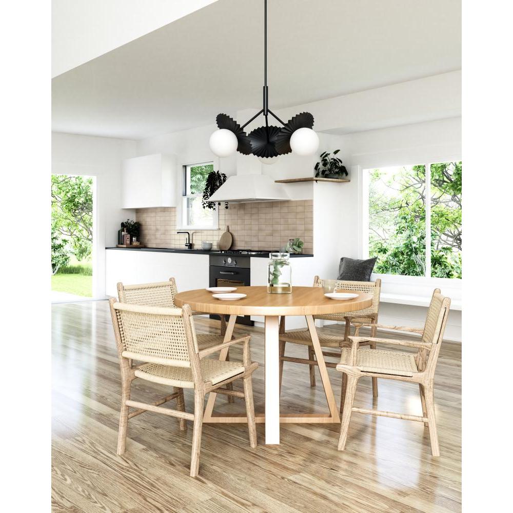 ALORA MOOD Lighting CH501334MBOP Plume 34-in Chandelier, 3 Lights, Matte Black/Opal Glass