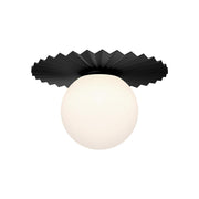 Alora Mood Plume FM501214MBOP Flush Mount, UL Damp Rated, Matte Black/Opal Matte Glass