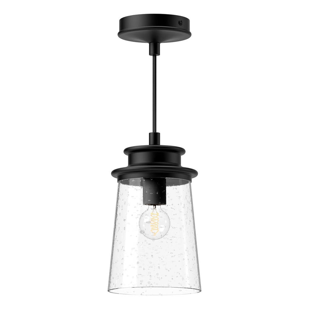 ALORA MOOD Lighting EP533006BKCB Exterior Pendant, 1 Light, Clear Bubble Glass/Textured Black