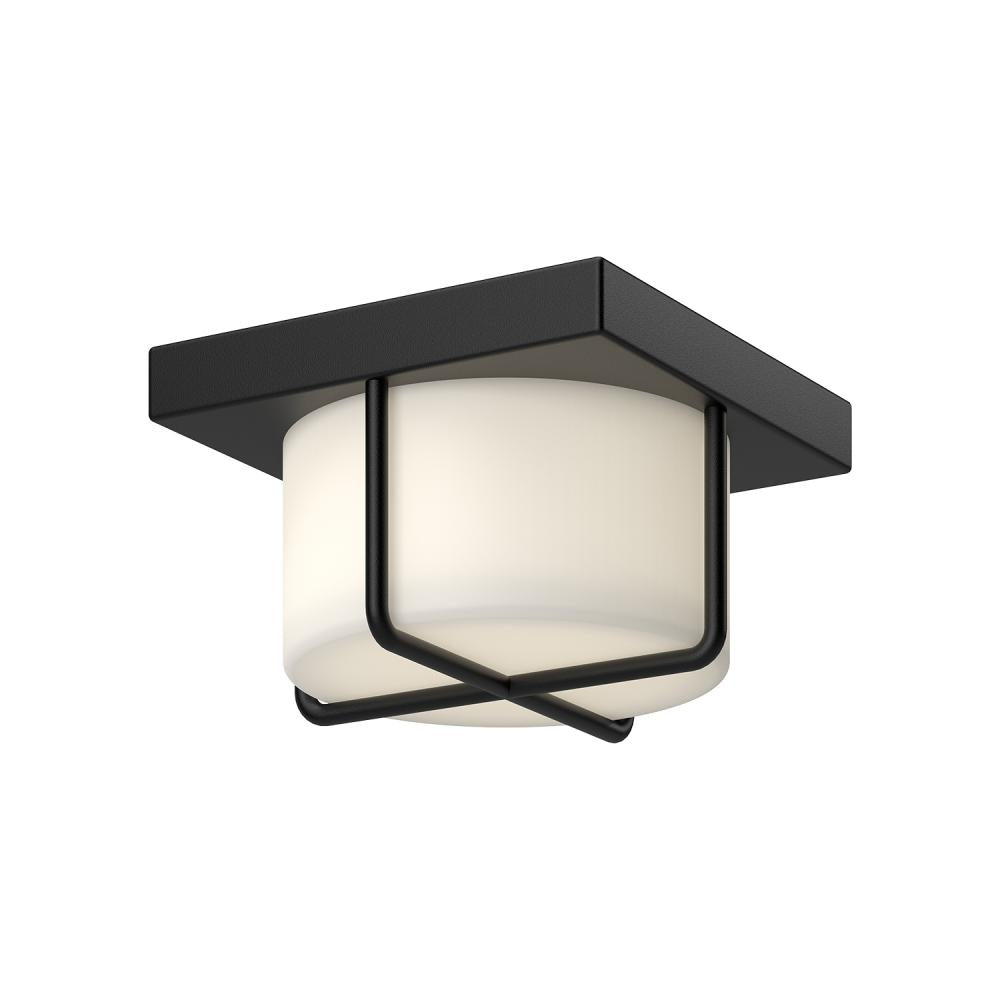 Kuzco Regalo FM45907-BK/OP Flush Mount, 7-inch, Black/Opal Glass